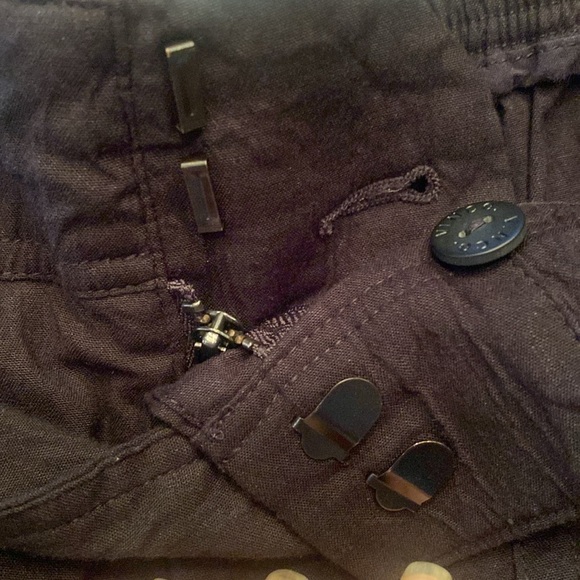 Vince Linen blend Belted half elastic high waist Pants in Black cuffed hem sz M - Picture 9 of 14